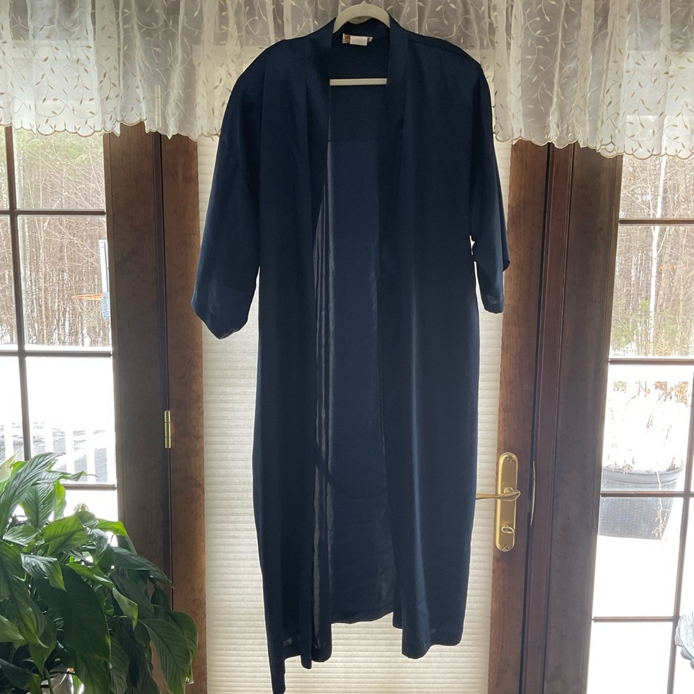 Vintage Classic Navy Blue Women's Robe